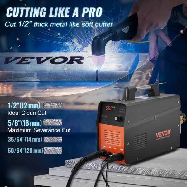50Amp Non-Contact Pilot Arc Torch Plasma Cutter, 110V/220V AC IGBT Inverter, Cuts 1/2 Aluminum & Stainless Steel Clean - Black - Image 2