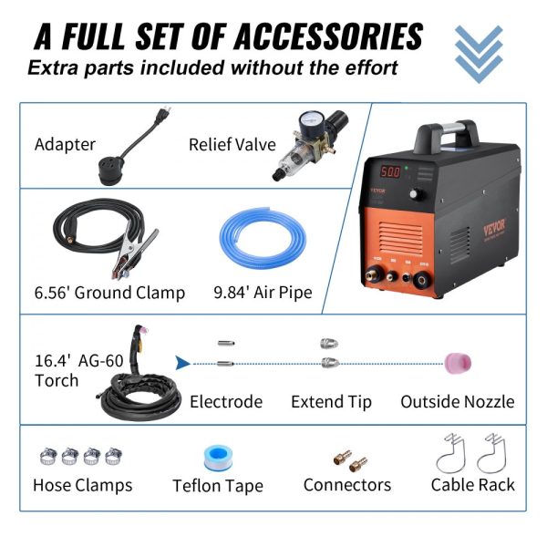 50Amp Non-Contact Pilot Arc Torch Plasma Cutter, 110V/220V AC IGBT Inverter, Cuts 1/2 Aluminum & Stainless Steel Clean - Black - Image 6
