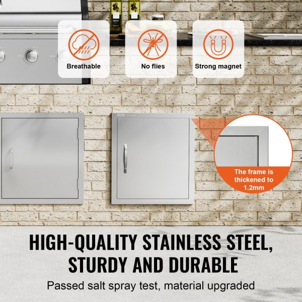 BBQ Access Door 18x20 Stainless Steel Outdoor Kitchen Door Vertical Flush Mount with Handle Hook for BBQ Island Grilling Cabinet - Image 3