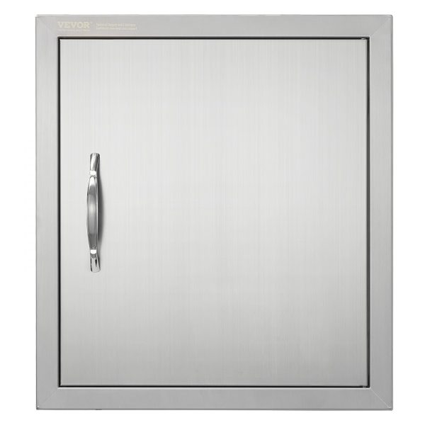 BBQ Access Door 18x20 Stainless Steel Outdoor Kitchen Door Vertical Flush Mount with Handle Hook for BBQ Island Grilling Cabinet