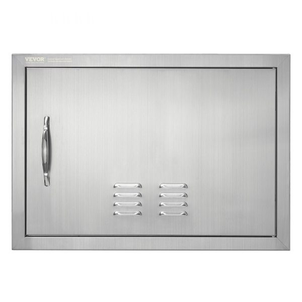 BBQ Access Door 24x17 Stainless Steel Flush Mount Outdoor Kitchen Door with Handle Vents for BBQ Island Grilling Station Outdoor Cabinet