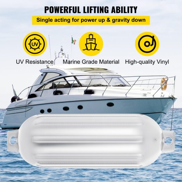 4 New Ribbed 8.5" X 27" Boat Fenders Vinyl Bumper Dock Shield Protection White - Image 3
