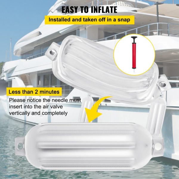 4 New Ribbed 8.5" X 27" Boat Fenders Vinyl Bumper Dock Shield Protection White - Image 5