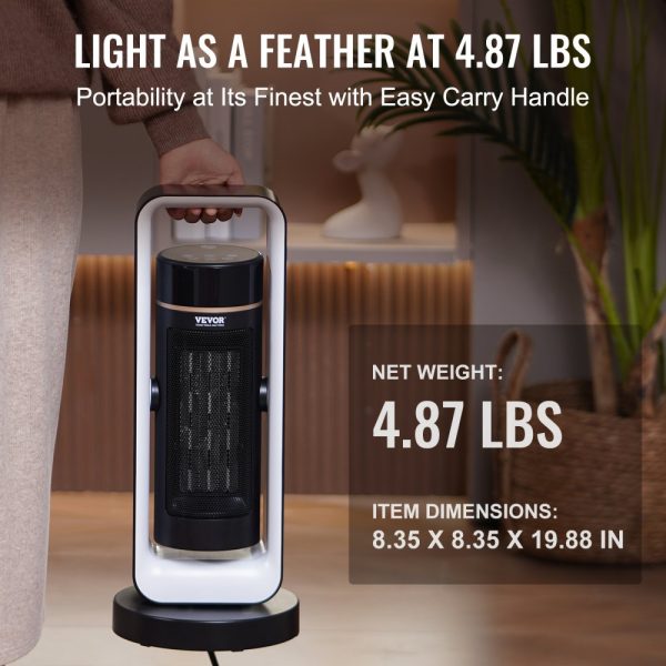 Electric Space Heater with Remote Thermostat, 1000W 1500W 2-Speed Adjustable Quiet Ceramic Heater with Fan, 20in Tip-Over Protection, Compact Design for Office Room Desk Indo - Image 6