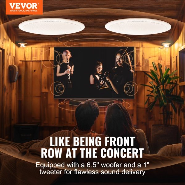 2-Pack 6.5 Bluetooth Ceiling Speakers 150Watts 8Ω 89dB Flush Mount Ceiling Wall Home Kitchen Living Room Bedroom Outdoor Covered Porches - Image 2