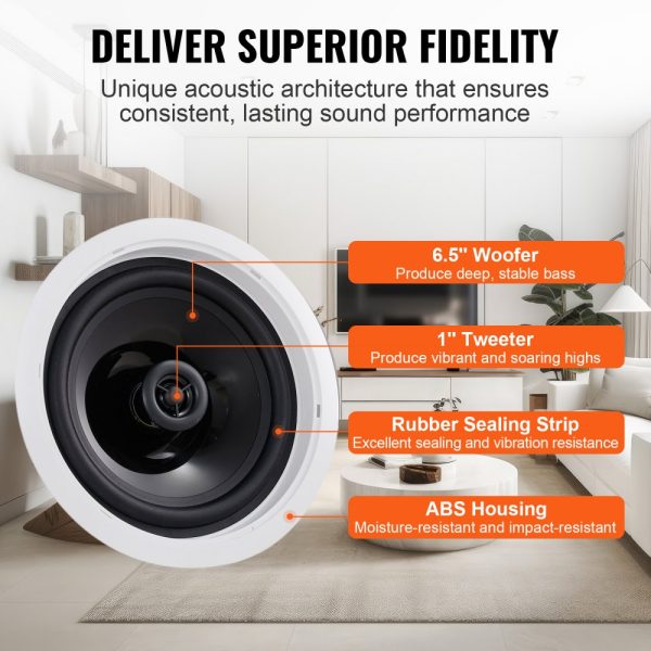 2-Pack 6.5 Bluetooth Ceiling Speakers 150Watts 8Ω 89dB Flush Mount Ceiling Wall Home Kitchen Living Room Bedroom Outdoor Covered Porches - Image 4