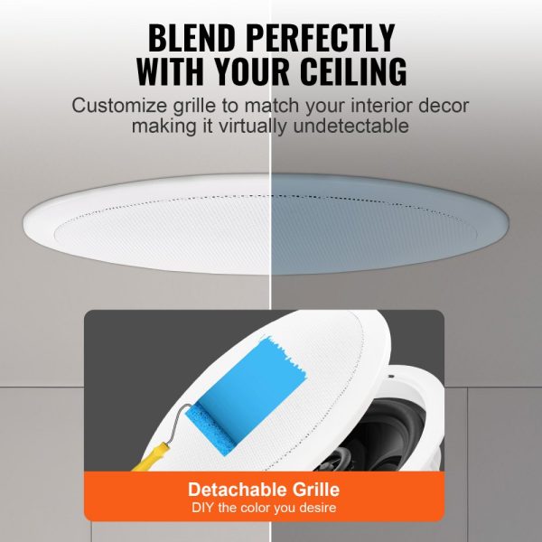 2-Pack 6.5 Bluetooth Ceiling Speakers 150Watts 8Ω 89dB Flush Mount Ceiling Wall Home Kitchen Living Room Bedroom Outdoor Covered Porches - Image 5