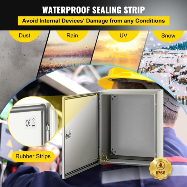 20x16x8 NEMA 4X Steel Electrical Enclosure with IP66 Waterproof Protection, Outdoor/Indoor Use, Mounting Plate Included - Image 4