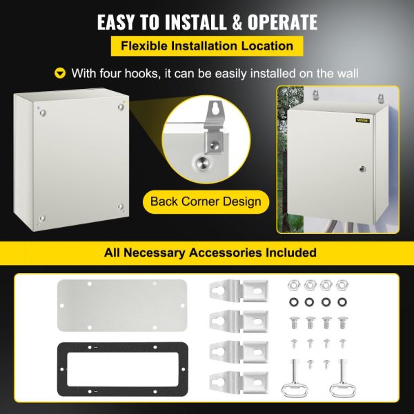 20x16x8 NEMA 4X Steel Electrical Enclosure with IP66 Waterproof Protection, Outdoor/Indoor Use, Mounting Plate Included - Image 6