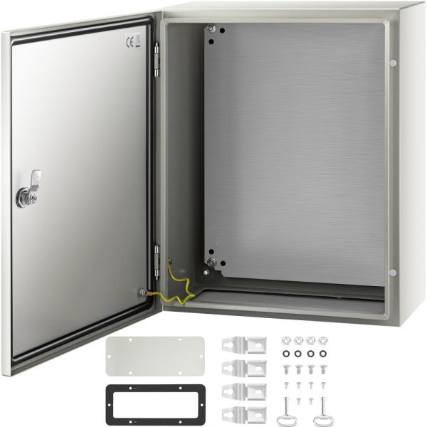 20x16x8 NEMA 4X Steel Electrical Enclosure with IP66 Waterproof Protection, Outdoor/Indoor Use, Mounting Plate Included