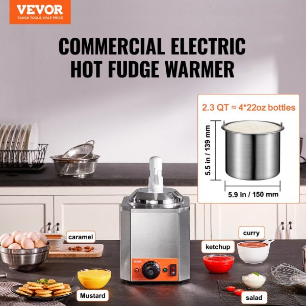 Electric Cheese Dispenser 2.3 Qt Commercial Adjustable Temp 86-230℉ Hot Fudge Sauce - Image 2