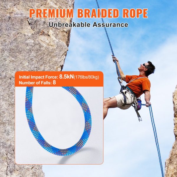 10.2mm Dynamic Climbing Rope 70M(230ft) Outdoor Rock Climbing Rope Blue - Image 3