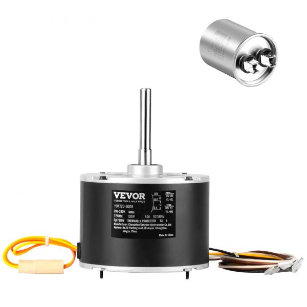 Condenser Fan Motor OGD1016 1/6 HP 208-230V 1075RPM OEM Replacement Reversible Explosion-Proof with CBB65 5uF 370V Capacitor