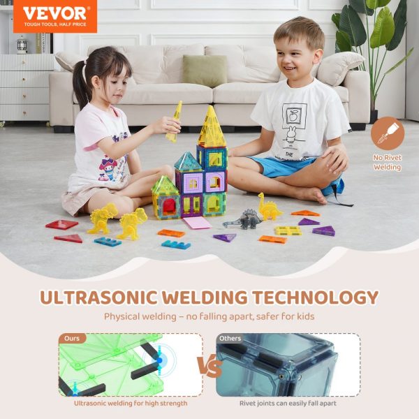Magnetic Tiles Magnetic Building Toy 56 PCS Magnet Blocks for Kids 3D Set - Image 2