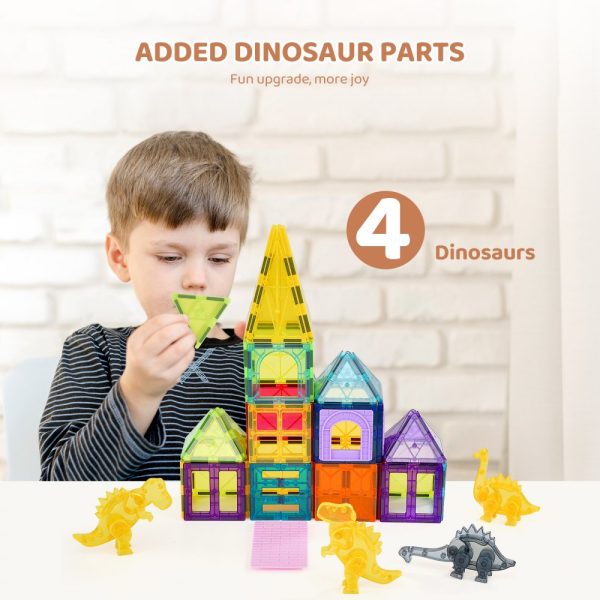 Magnetic Tiles Magnetic Building Toy 56 PCS Magnet Blocks for Kids 3D Set - Image 3