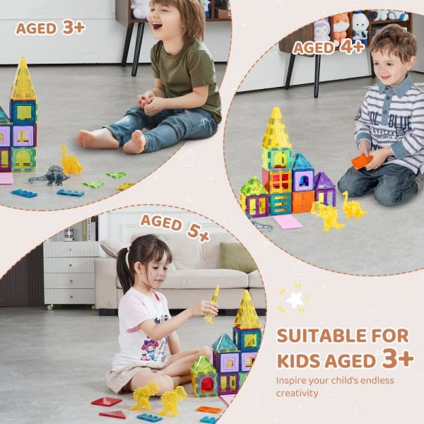 Magnetic Tiles Magnetic Building Toy 56 PCS Magnet Blocks for Kids 3D Set - Image 4