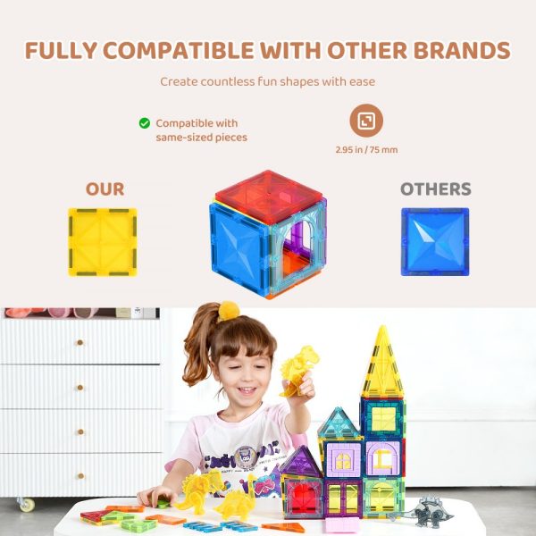 Magnetic Tiles Magnetic Building Toy 56 PCS Magnet Blocks for Kids 3D Set - Image 5