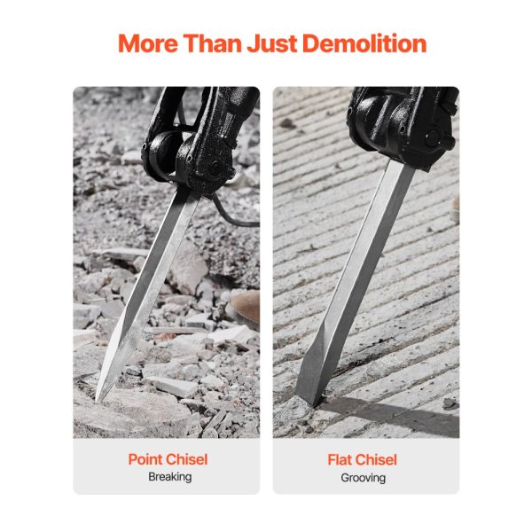 Demolition Jack Hammer Concrete Breaker 2100W Electric Hammer 2 Chisel Bit - Image 3