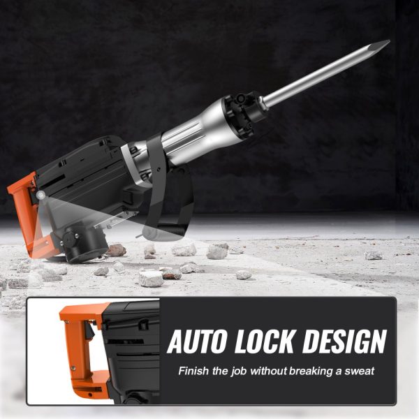 2200W Electric Jackhammer Concrete Breaker with 6 Piece Chisel Set and Carrying Case Heavy Duty Black - Image 5