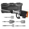 2200W Electric Jackhammer Concrete Breaker with 6 Piece Chisel Set and Carrying Case Heavy Duty Black