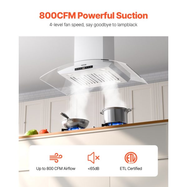 36" Wall Mount Range Hood Ceiling Mount Vent 800CFM Gesture & Touch Control - Image 2