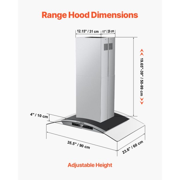 36" Wall Mount Range Hood Ceiling Mount Vent 800CFM Gesture & Touch Control - Image 6