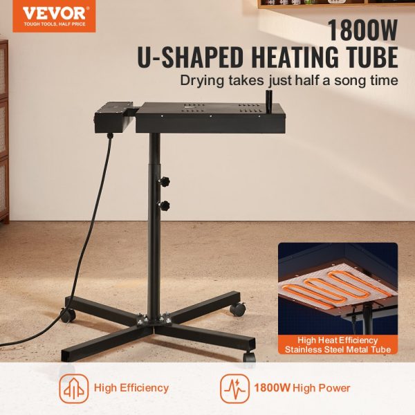 Flash Dryer 16x16 Inch Screen Printing High Power with Adjustable Height Stand 360 Degree Rotation X Shaped Base Steel Curing Machine - Image 2