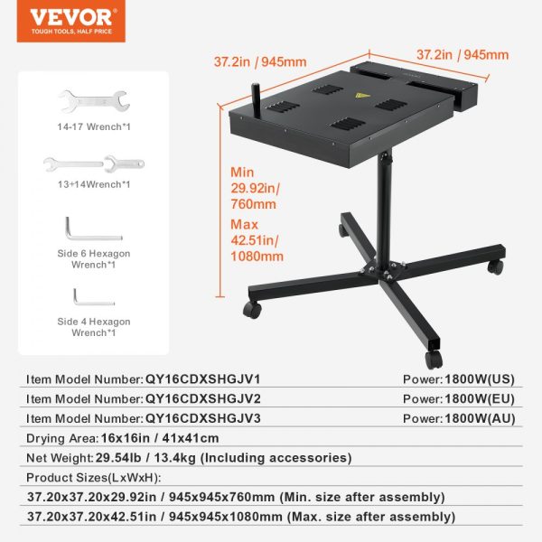 Flash Dryer 16x16 Inch Screen Printing High Power with Adjustable Height Stand 360 Degree Rotation X Shaped Base Steel Curing Machine - Image 7