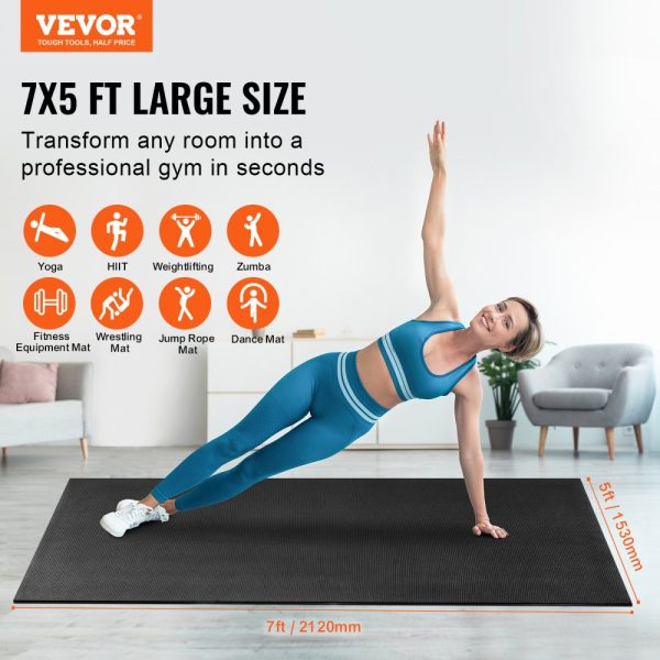 Premium Non-Slip Exercise & Yoga Mat with Built-In Bag & Strap for Home Yoga, Pilates, and Floor Workouts (7x5ft) - Image 2