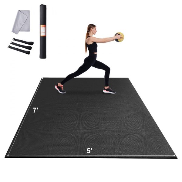 Premium Non-Slip Exercise & Yoga Mat with Built-In Bag & Strap for Home Yoga, Pilates, and Floor Workouts (7x5ft)