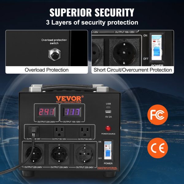 Voltage Converter Transformer 3000W Heavy Duty with 110V to 220V Conversion and 5V USB Port - Image 4
