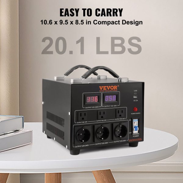 Voltage Converter Transformer 3000W Heavy Duty with 110V to 220V Conversion and 5V USB Port - Image 6