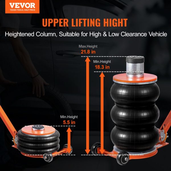 Air Jack 5 Ton/11000 lbs Pneumatic Jack with Heightened Column for Sedan - Image 2