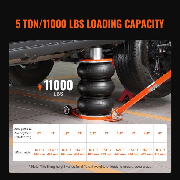 Air Jack 5 Ton/11000 lbs Pneumatic Jack with Heightened Column for Sedan - Image 3