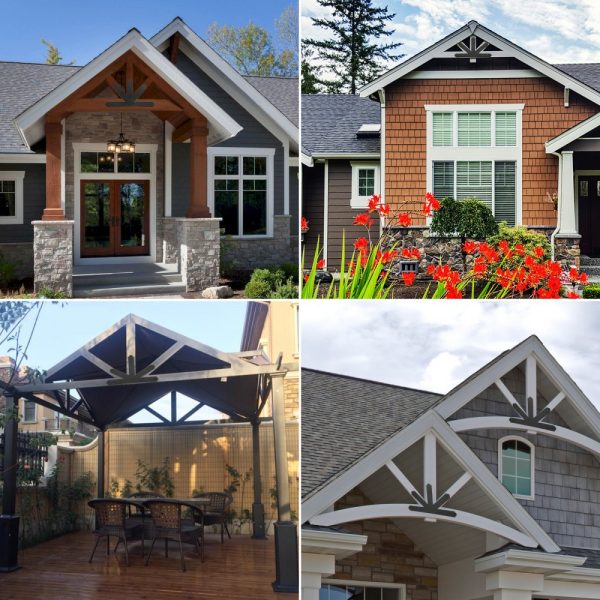 Black Powder-Coated Decorative Gable Plate with Heavy-Duty Steel Truss Nail Plates, 12x12 Pitch Gable Bracket, 4mm/0.16 Steel Bolts for Wooden Beams - Image 7
