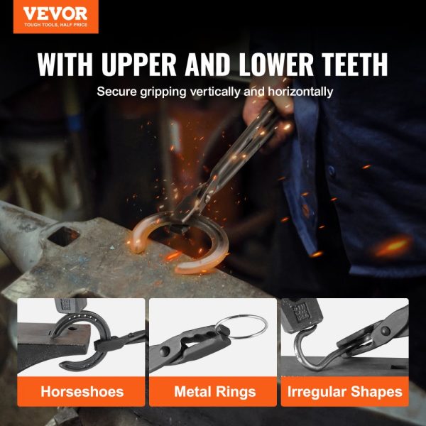 Blacksmith Tongs 18 Wolf Jaw Carbon Steel Forge Tongs with A3 Steel Rivets for Horseshoes Curved Shapes Block Forgings Beginner and Seasoned Blacksmiths and Bladesmiths - Image 2