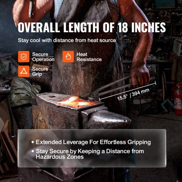 Blacksmith Tongs 18 Wolf Jaw Carbon Steel Forge Tongs with A3 Steel Rivets for Horseshoes Curved Shapes Block Forgings Beginner and Seasoned Blacksmiths and Bladesmiths - Image 3