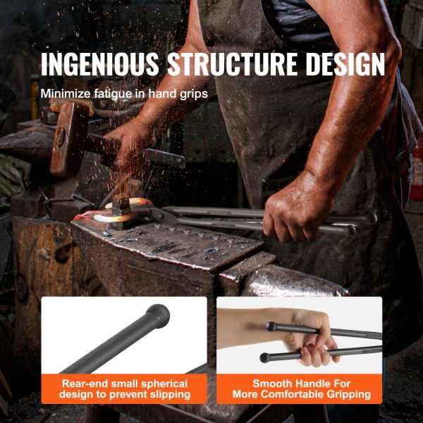 Blacksmith Tongs 18 Wolf Jaw Carbon Steel Forge Tongs with A3 Steel Rivets for Horseshoes Curved Shapes Block Forgings Beginner and Seasoned Blacksmiths and Bladesmiths - Image 4