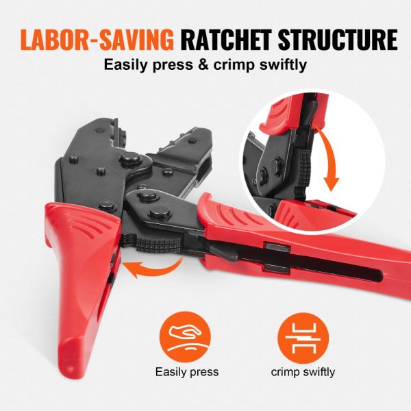 Ratcheting Crimping Pliers for Insulated Electrical Connectors, AWG22-10, Wire Stripper, 210 Heat Shrink Tubes, Easy-Crimp Tool - Image 3
