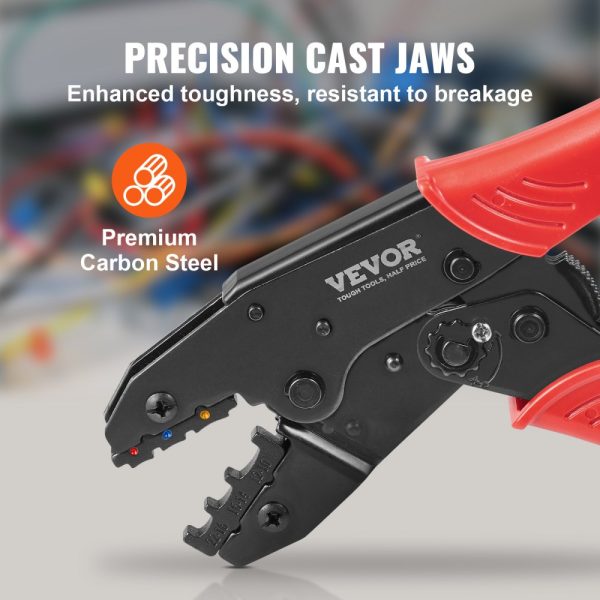 Ratcheting Crimping Pliers for Insulated Electrical Connectors, AWG22-10, Wire Stripper, 210 Heat Shrink Tubes, Easy-Crimp Tool - Image 4
