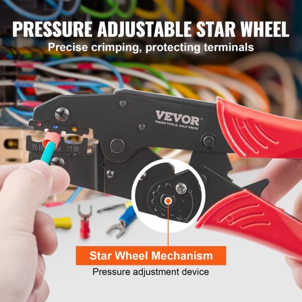 Ratcheting Crimping Pliers for Insulated Electrical Connectors, AWG22-10, Wire Stripper, 210 Heat Shrink Tubes, Easy-Crimp Tool - Image 5