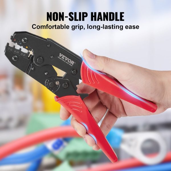 Ratcheting Crimping Pliers for Insulated Electrical Connectors, AWG22-10, Wire Stripper, 210 Heat Shrink Tubes, Easy-Crimp Tool - Image 6