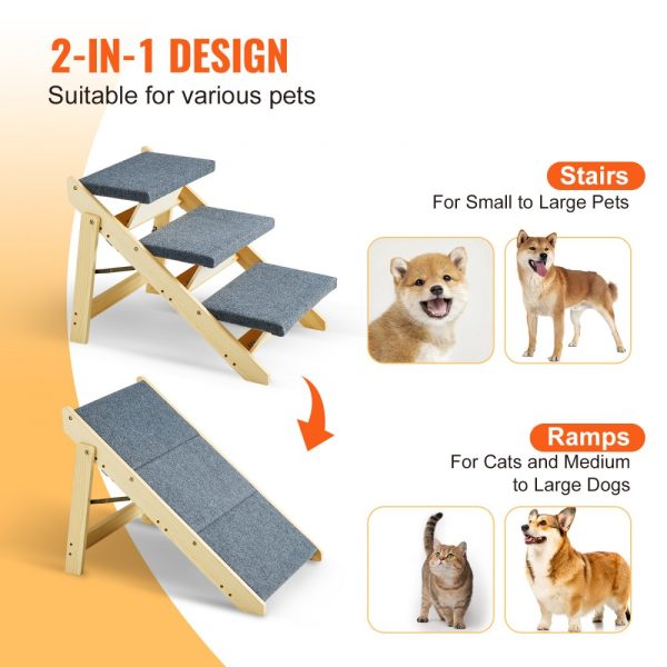 Wood Dog Stairs 2-in-1 Foldable Multi-Purpose Pet Ramp for Beds Sofa Cars & More Small to Large Dogs Up to 150 lbs - Image 3