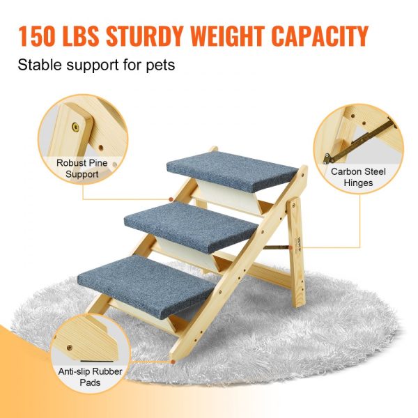 Wood Dog Stairs 2-in-1 Foldable Multi-Purpose Pet Ramp for Beds Sofa Cars & More Small to Large Dogs Up to 150 lbs - Image 4