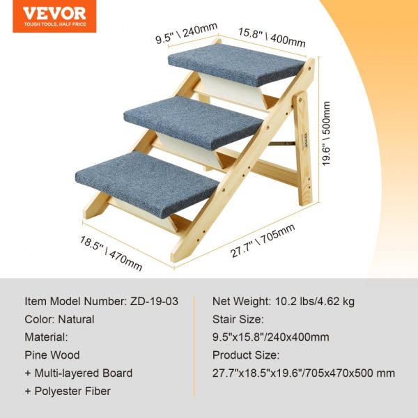 Wood Dog Stairs 2-in-1 Foldable Multi-Purpose Pet Ramp for Beds Sofa Cars & More Small to Large Dogs Up to 150 lbs - Image 7
