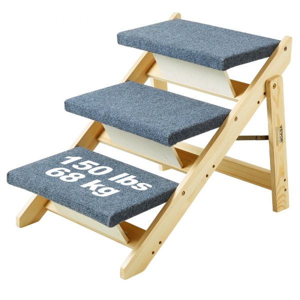 Wood Dog Stairs 2-in-1 Foldable Multi-Purpose Pet Ramp for Beds Sofa Cars & More Small to Large Dogs Up to 150 lbs