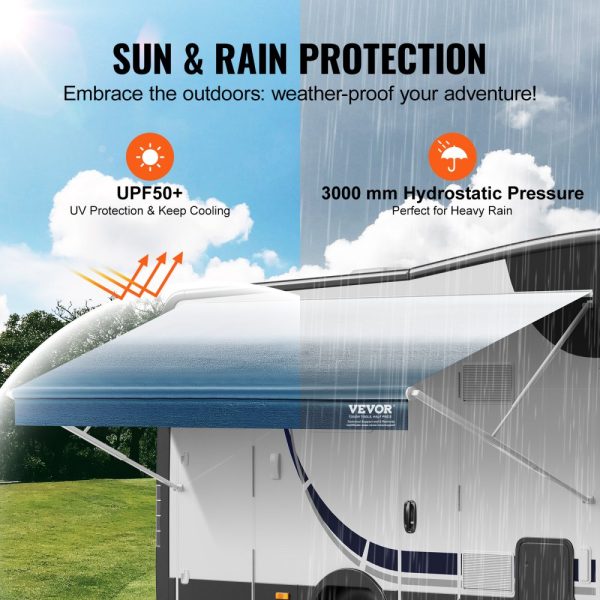Heavy Duty 3-Ply 16oz PVC Camper Awning Fabric for RV, Trailer, Motorhome - 16.2ft for 17ft Awning, Waterproof, UV Protection, Blue Fade - Image 3