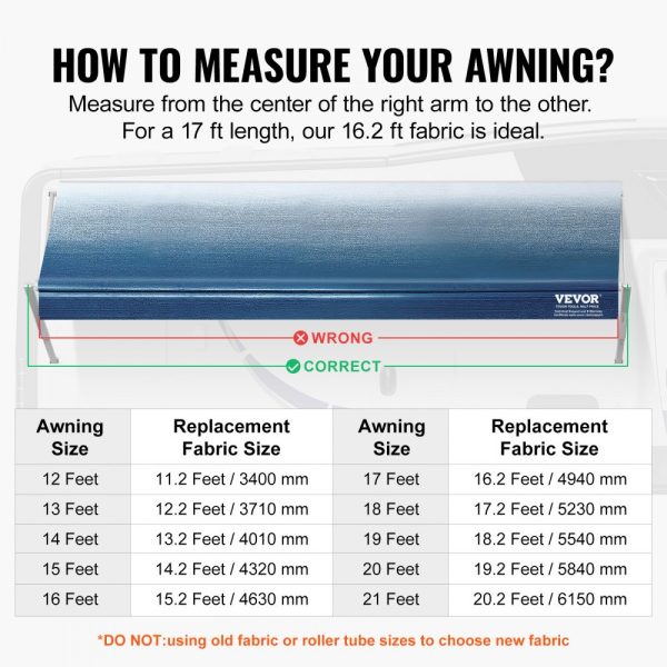 Heavy Duty 3-Ply 16oz PVC Camper Awning Fabric for RV, Trailer, Motorhome - 16.2ft for 17ft Awning, Waterproof, UV Protection, Blue Fade - Image 5