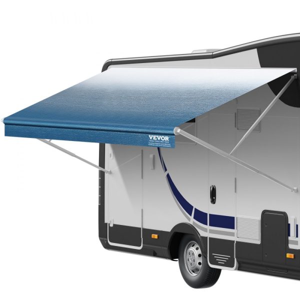 Heavy Duty 3-Ply 16oz PVC Camper Awning Fabric for RV, Trailer, Motorhome - 16.2ft for 17ft Awning, Waterproof, UV Protection, Blue Fade