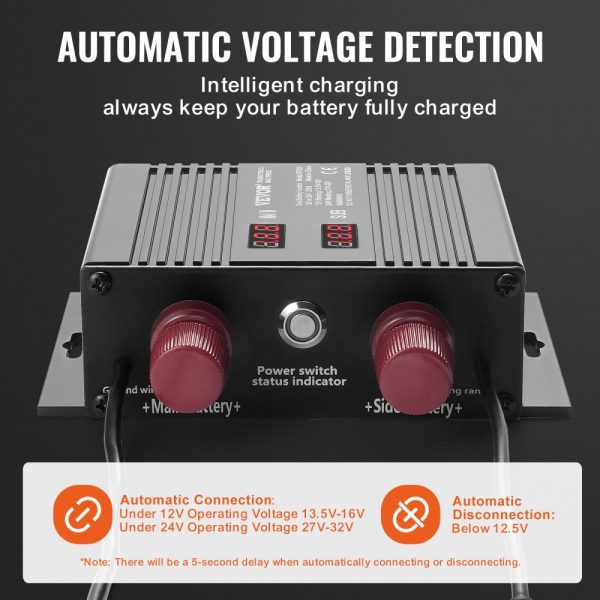 250A Dual Battery Smart Isolator 12V 24V VSR Relay for Car Truck ATV RV Battery Starter Controller Power Switch with LCD Screen - Image 4